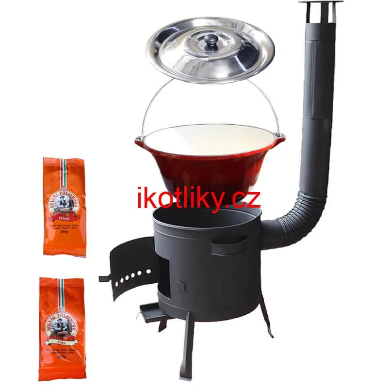 Litinový kotlík se smaltovanou úpravou 22 L + nízká kotlina 42 PLUS 600 + paprikový pepř na guláš - MIX 100 g