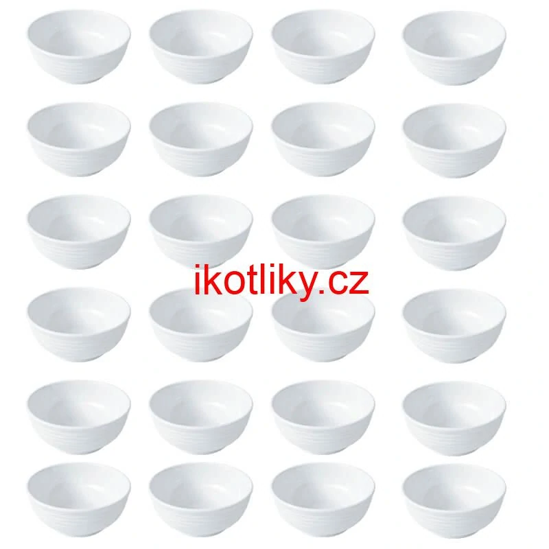 Sada 24 ks: Prémiové bílé misky s kamennou strukturou (750 ml)