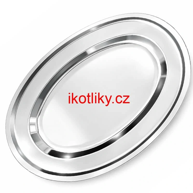 Nerezový oválný podnos (40,5cm) – Odolný servírovací tác na maso i koláče