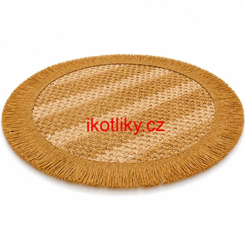 Kulatá přírodní podložka pod talíř se třásněmi 37 cm