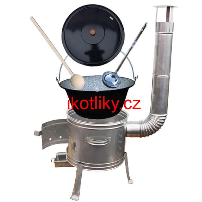 Smaltovaný kotlík 20 L + nerezová kotlina 42 cm TOPLUX