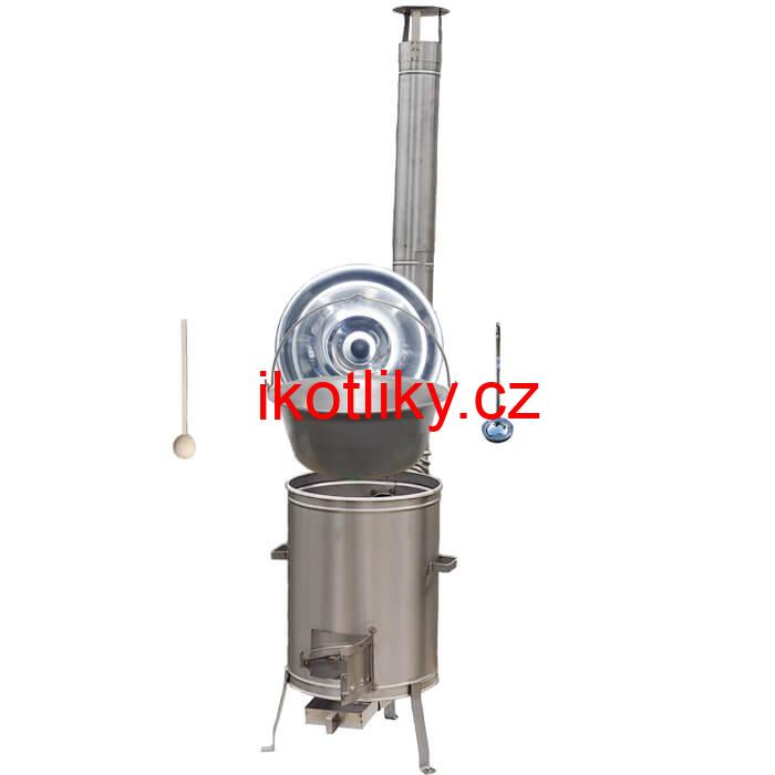 Nerezový kotlík 20 L (1,5 mm) + nerezová kotlina 42 cm + vařečka a naběračka LUX