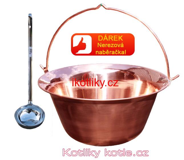 Měděný kotlík 30 L + antikórová naběračka